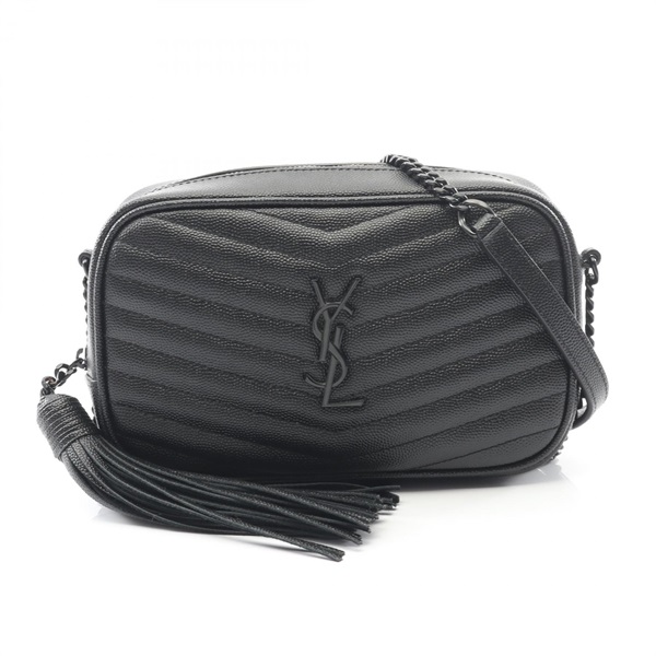SAINT LAURENT PARIS LOU Crossbody Shoulder Bag leather Black Used Women