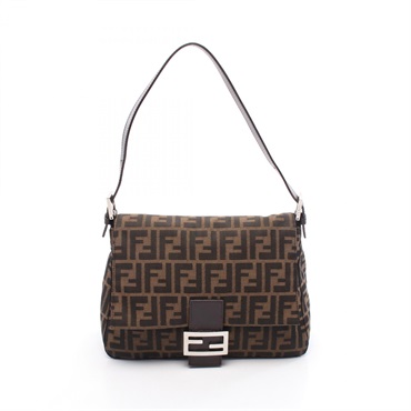FENDI Mamma bucket Zucca Shoulder Bag canvas leather Brown Used Women
