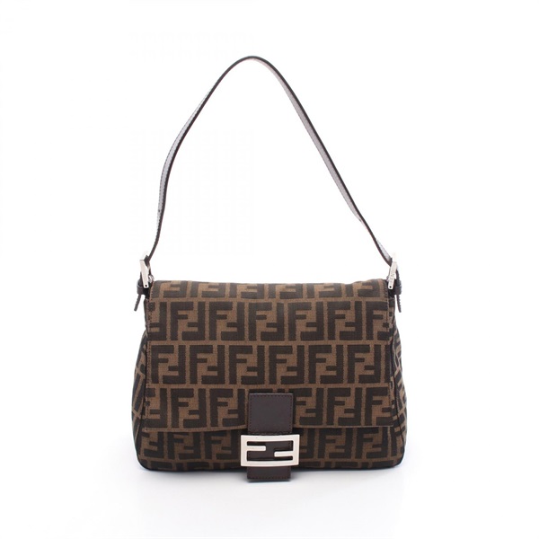 FENDI Mamma bucket Zucca Shoulder Bag canvas leather Brown Used Women