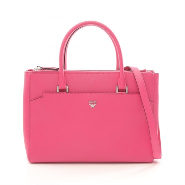MCM Tote Hand Shoulder crossbody Bag leather Pink Used Women