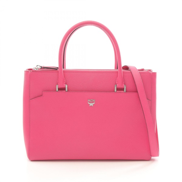 MCM Tote Hand Shoulder crossbody Bag leather Pink Used Women