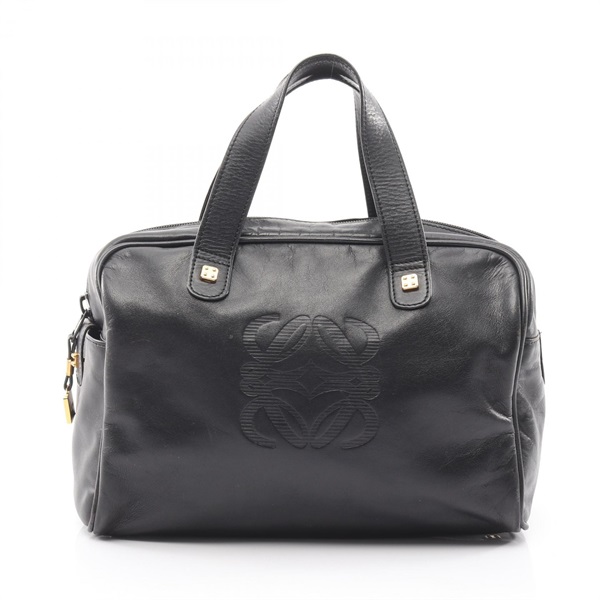 LOEWE Anagram Travel Tote Bag leather Black Used Women