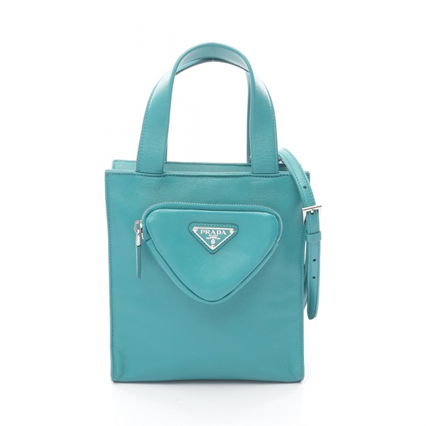 PRADA NAPPA Shoulder Crossbody Handbag 1BG418 leather Green Used Women