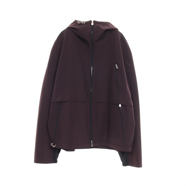 HERMES jacket #50 jip-up hoodie 462960HL Nylon Bordeaux Black Used mens