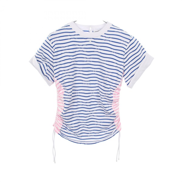 CHANEL COCO Mark T-shirt top P77169K11149 cotton White Blue Pink Used Women #42