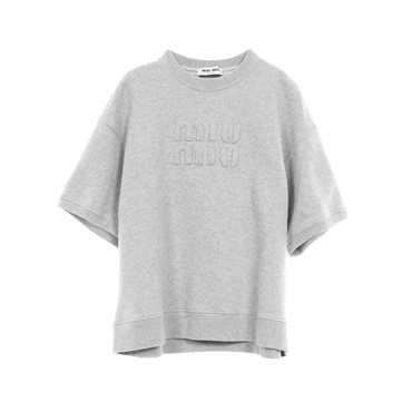 Miu Miu Logo Short Sleeve sweat cotton Gray #XS Used Women