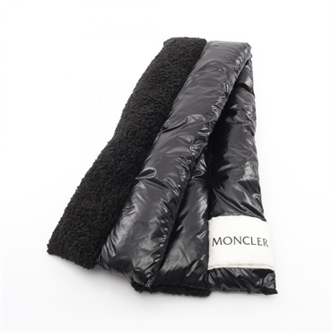 MONCLER Logo Scarf Polyester Black Used Women