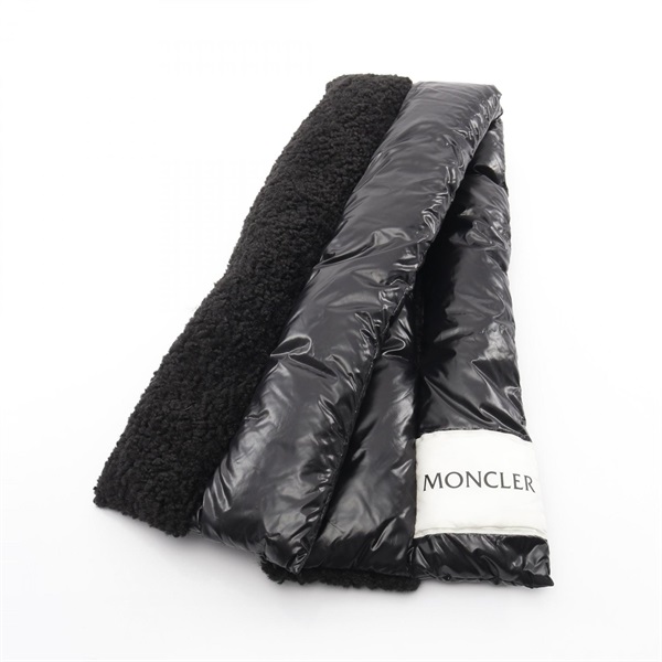 MONCLER Logo Scarf Polyester Black Used Women