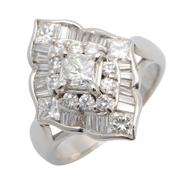 JEWELRY Diamond Ring Pt900 Platinum Used Women US Size 6.5