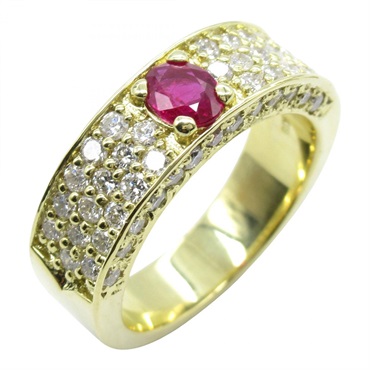 JEWELRY Ruby Diamond Ring 18KYG Yellow Gold Used Women US Size 5.75