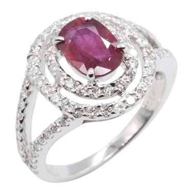 JEWELRY Ruby Diamond Ring 18KWG White Gold Red Used women US size 6