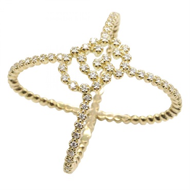 GUCCI GG Running Ring Diamond 18KYG Yellow Gold Used women US size 4.25