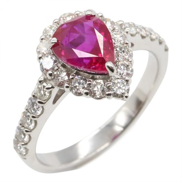 JEWELRY Pigeon Ruby Diamond Ring Pt950 Platinum Red Used Women US Size 5.75