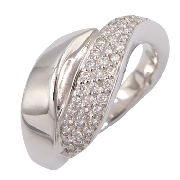 JEWELRY Diamond Ring 18KWG White Gold Used Women US Size 6.5