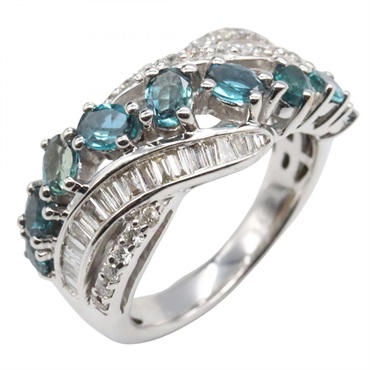 JEWELRY Alexandrite Diamond Ring 18KWG White Gold Green Used Women US Size 4.75
