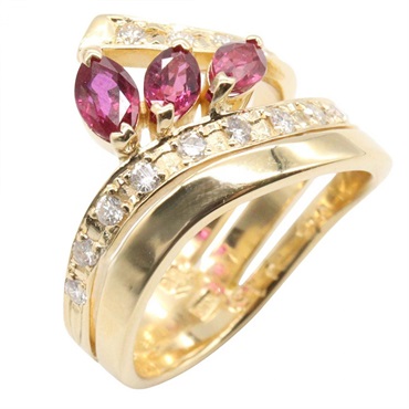 JEWELRY Jun Okina Ring Diamond 18KYG Yellow Gold stones Used women US size 4.75