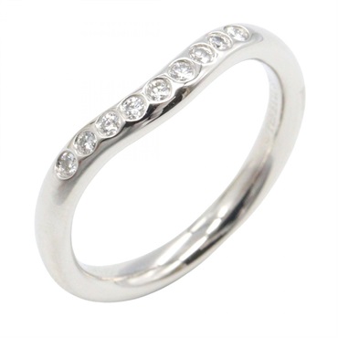 TIFFANY＆CO Curved Band Ring Diamond Pt950 Platinum Used women US size 3