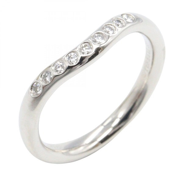 TIFFANY＆CO Curved Band Ring Diamond Pt950 Platinum Used women US size 3