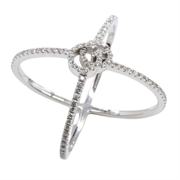 GUCCI GG Running Cross Diamond Ring 18KWG White Gold Used Women US size #4.5 #9
