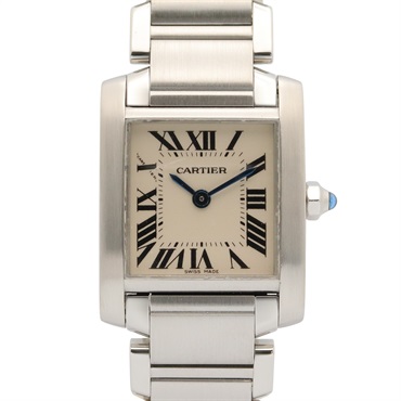 CARTIER Tank francaise SM Wrist Watch W51008Q3 Quartz Stainless Steel Used Women
