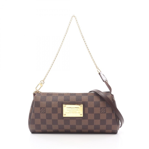 LOUIS VUITTON Eva chain crossbody Handbag N55213 Damier leather Brown Ebene LV