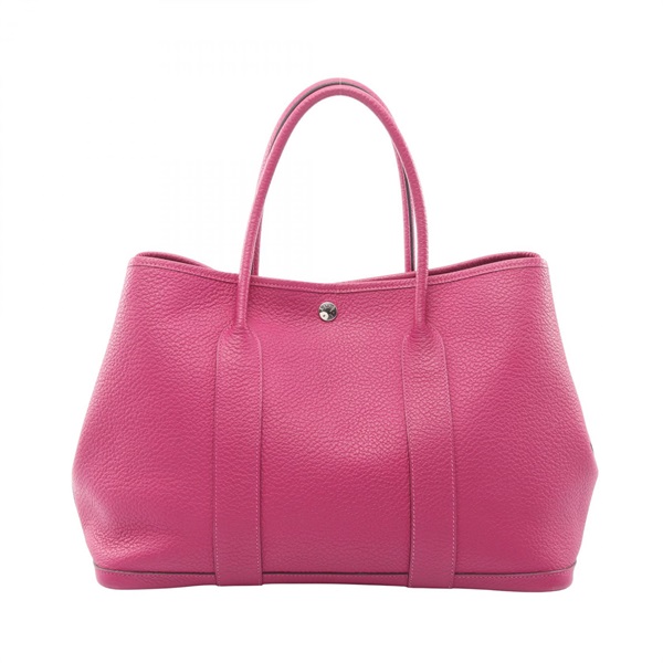 HERMES Garden party PM Tote hand Bag C Country leather Rose purple SHW