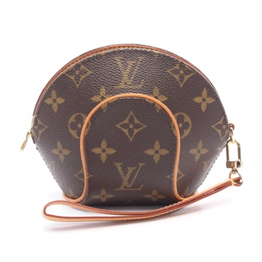 LOUIS VUITTON Mini Ellipse Pouch purse M51129 leather Monogram Brown Used Women