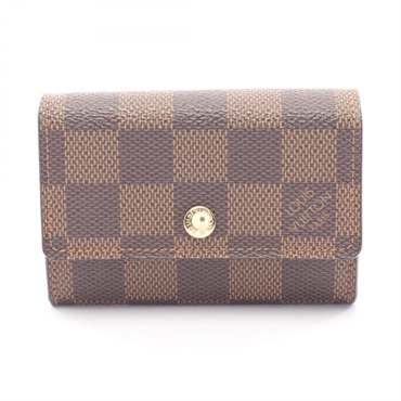 LOUIS VUITTON Porte-monnaie Plat coin purse wallet N61930 Damier Ebene Used LV