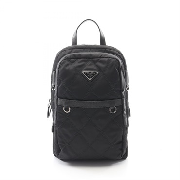 PRADA TESSUTO IMPUNTU Rucksack Backpack Nylon leather Black Used Women