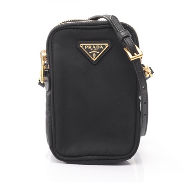 PRADA Shoulder crossbody Bag Nylon leather Black Used Women