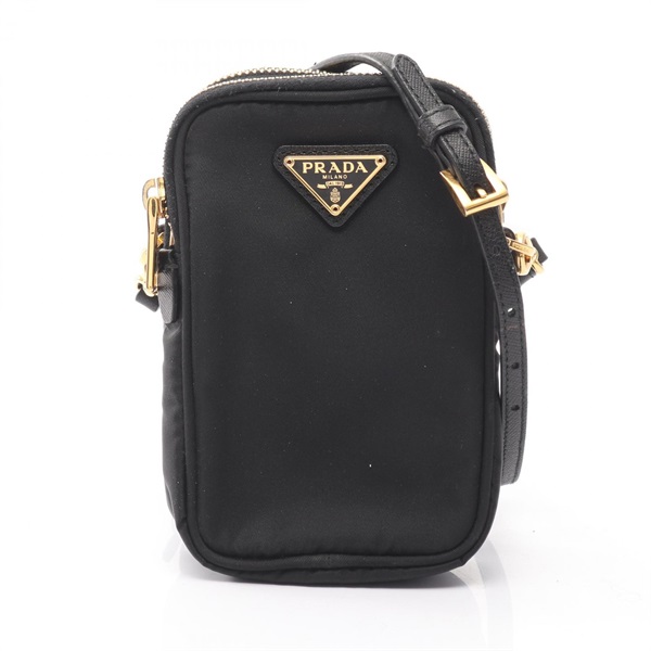 PRADA Shoulder crossbody Bag Nylon leather Black Used Women
