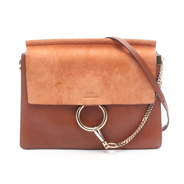 Chloe FAYE Chain Shoulder Bag Suede leather Brown Used Women