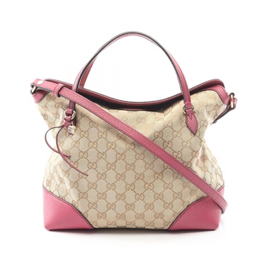 GUCCI Bree GG canvas Shoulder Crossbody Handbag 353120 leather Beige Pink Used