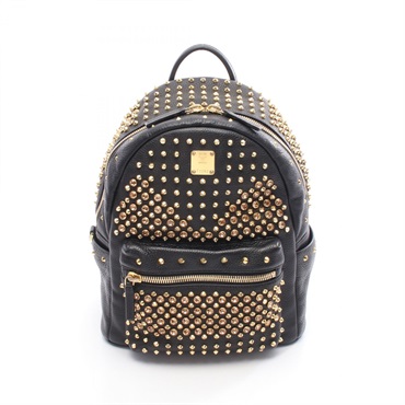 MCM Visetos Studded Beads Backpack MMK5SVE73BK001 canvas leather Black Used