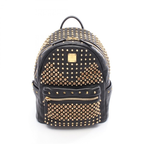 MCM Visetos Studded Beads Backpack MMK5SVE73BK001 canvas leather Black Used
