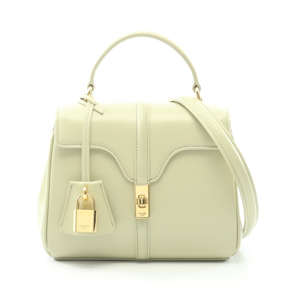 CELINE mini 16 Seize Shoulder Handbag 197983BEY.29AG leather Green Used Women