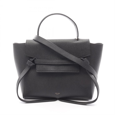 CELINE MICRO Belt shoulder crossbody Handbag leather Black Used Women