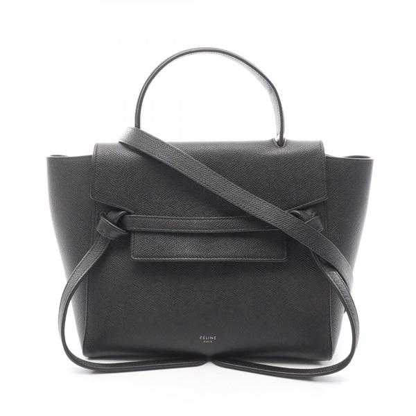 CELINE MICRO Belt shoulder crossbody Handbag leather Black Used Women