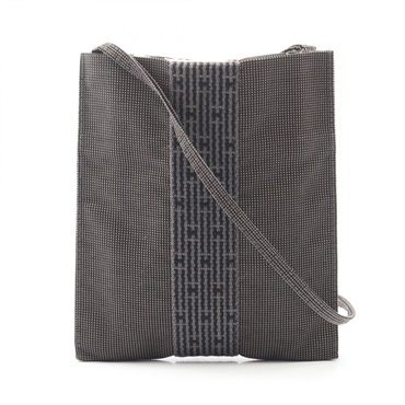 HERMES Herline pochette Crossbody Shoulder Bag Nylon canvas Gray Used Women