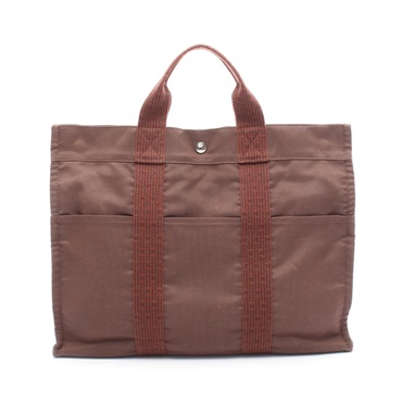 HERMES Herline MM Hand Tote Bag canvas Brown Used unisex SHW