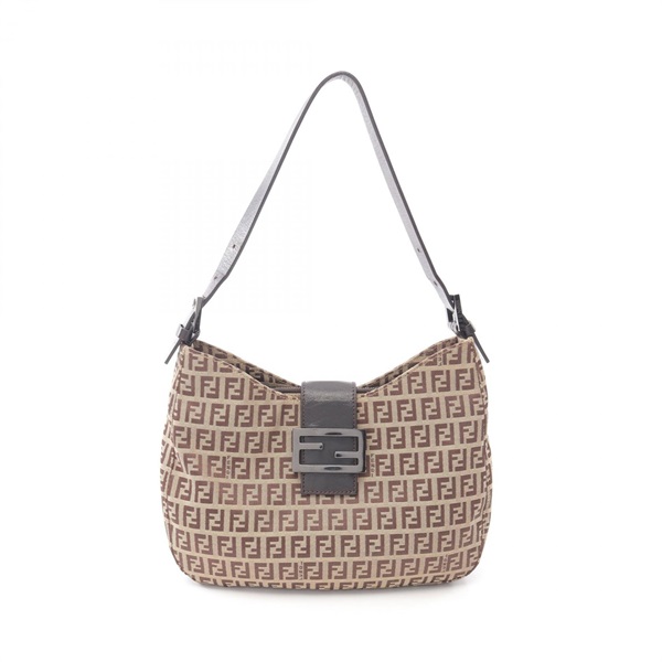 FENDI Zucchino Mamma Baguette Shoulder Bag 8BR036 Canvas leather Beige Used