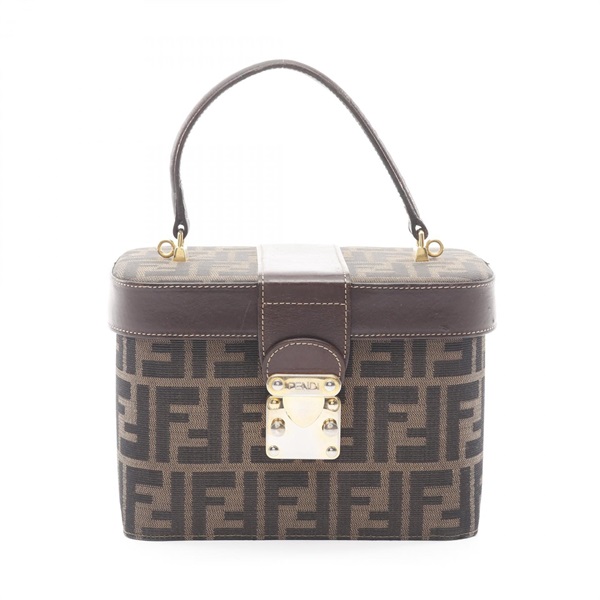 FENDI Zucca vanity Handbag 0914931107 canvas leather Brown Used Women