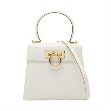 Salvatore Ferragamo Gancini shoulder crossbody Handbag 21 2193 leather White