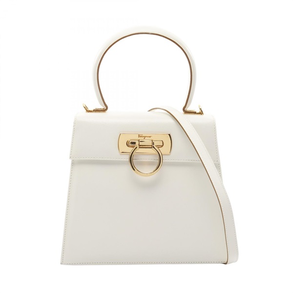 Salvatore Ferragamo Gancini shoulder crossbody Handbag 21 2193 leather White