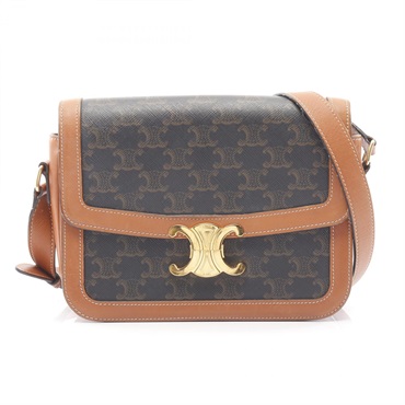 CELINE Classic Triomphe Shoulder crossbody Bag 191242 canvas leather Brown Used