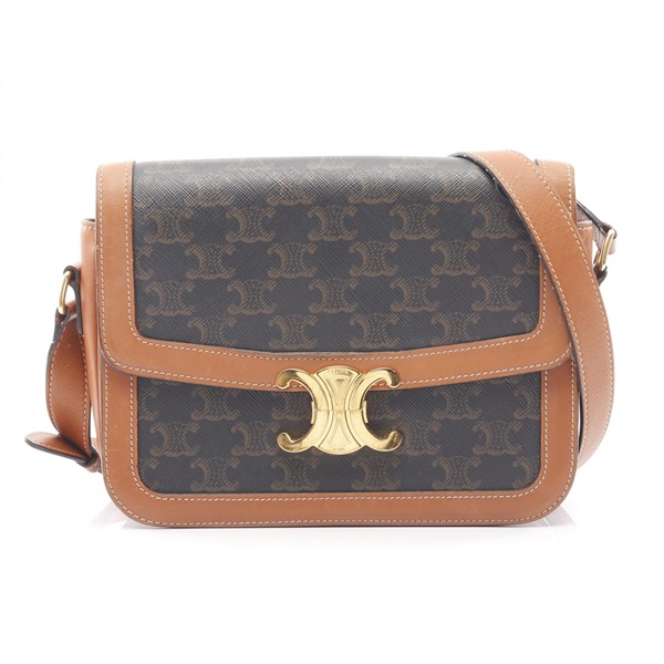 CELINE Classic Triomphe Shoulder crossbody Bag 191242 canvas leather Brown Used