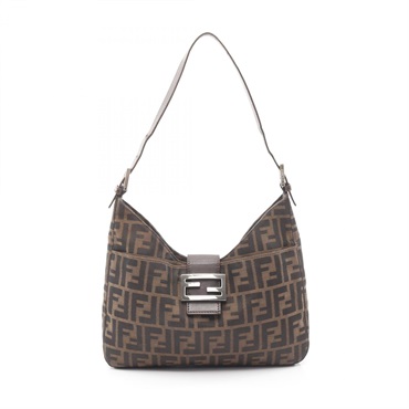FENDI Mamma bucket Zucca Shoulder hand Bag canvas leather Brown Used Women