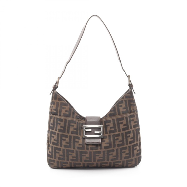 FENDI Mamma bucket Zucca Shoulder hand Bag canvas leather Brown Used Women