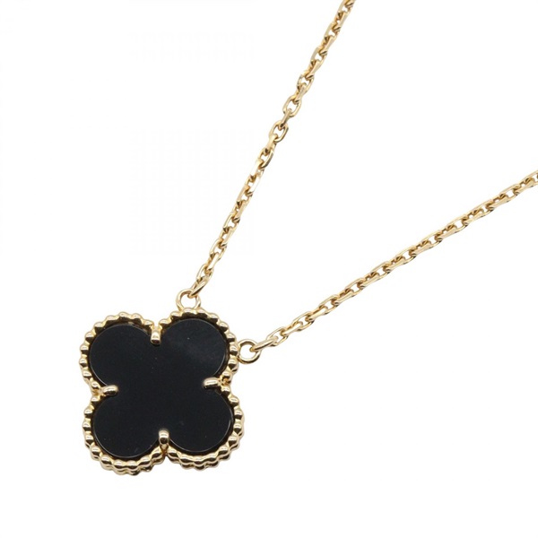 Van Cleef & Arpels Vintage Alhambra Necklace 18KYG Onyx Black Used 37.5～42㎝