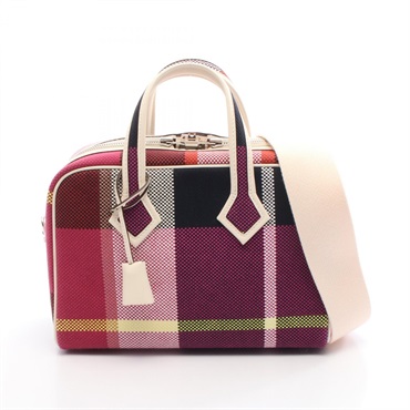 HERMES Victoria 3 Fourre-tout Mini Shoulder Handbag canvas leather Pink SHW W